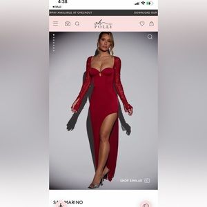 Oh Polly dress. Red with sequins on sleeves and high slit. Only worn once.